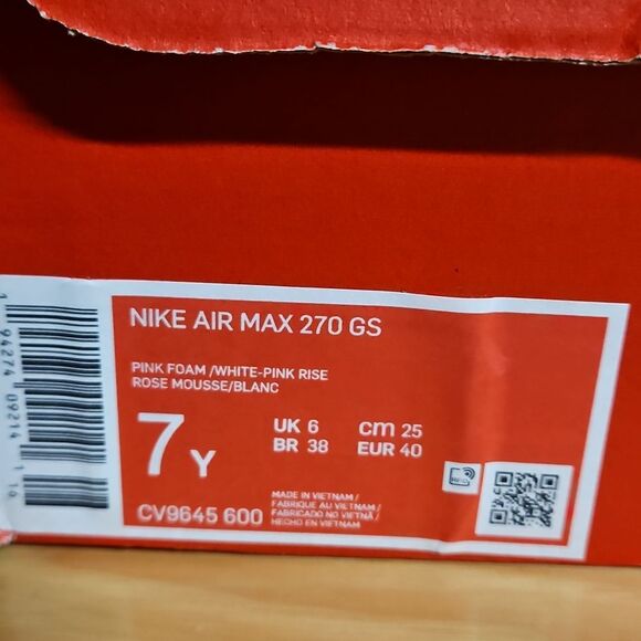 Nike Air Max 270 GS Pink Foam White Rise Running Shoe Sneaker CV9645-600 - Picture 13 of 14
